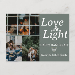 Love and Light Hanukkah family photo collage Holiday Postcard