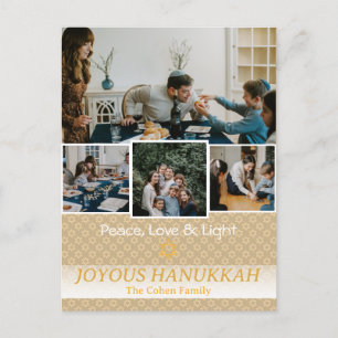 Love and Light   Hanukkah family photo Collage Holiday Postcard