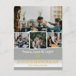 Love and Light Hanukkah family photo Collage Holiday Postcard
