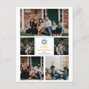 Love and Light Hanukkah family photo Collage Holiday Postcard