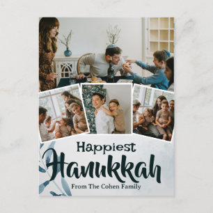 Love and Light Hanukkah family photo Collage Holiday Postcard