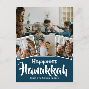 Love and Light Hanukkah family photo Collage Holiday Postcard