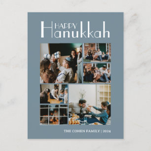 Love and Light Hanukkah family photo collage Holiday Postcard