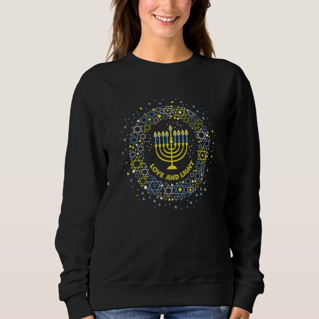 Love And Light Hanukkah Jew Menorah Jewish Chanuka Sweatshirt (Front)