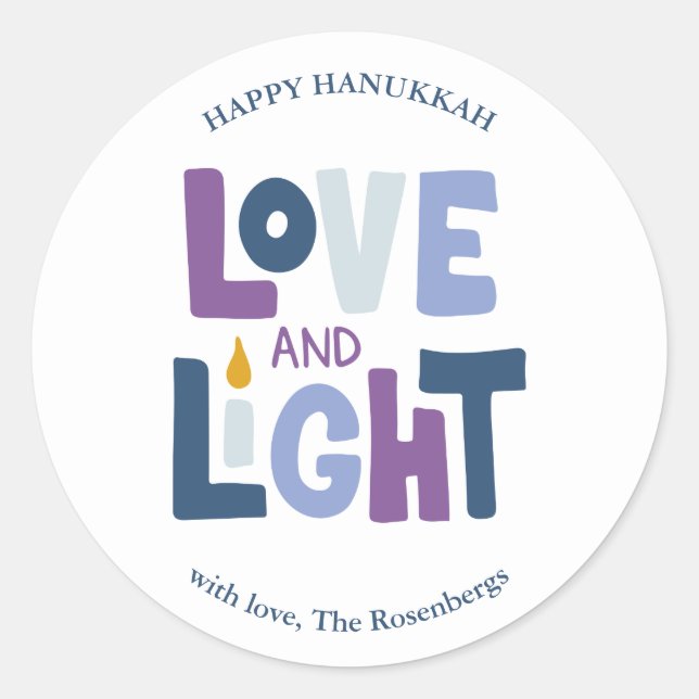 "Love and Light"  Hanukkah Label (Front)
