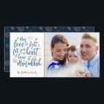 Love and Light Hanukkah Photocard Holiday Card<br><div class="desc">A stylish and modern Hanukkah design in faux gold foil and dark blue. Easy to customise with your own photo and text.</div>