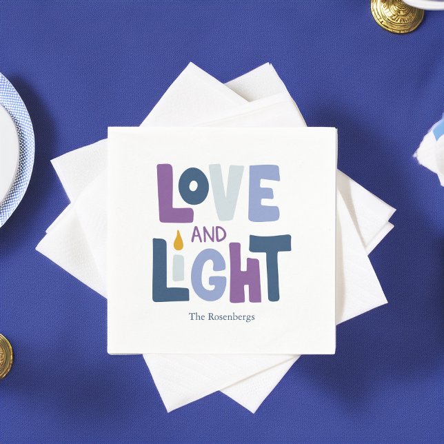 "Love and Light" Happy Hanukkah Custom Napkin (Creator Uploaded)