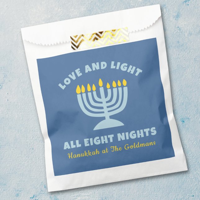 "Love and Light" Jewish Eight Nights of Hanukkah Favour Bags (Creator Uploaded)