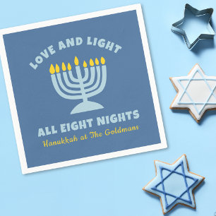 "Love and Light" Jewish Eight Nights of Hanukkah Napkin