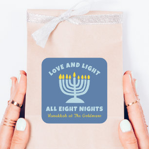 "Love and Light" Jewish Eight Nights of Hanukkah Square Sticker