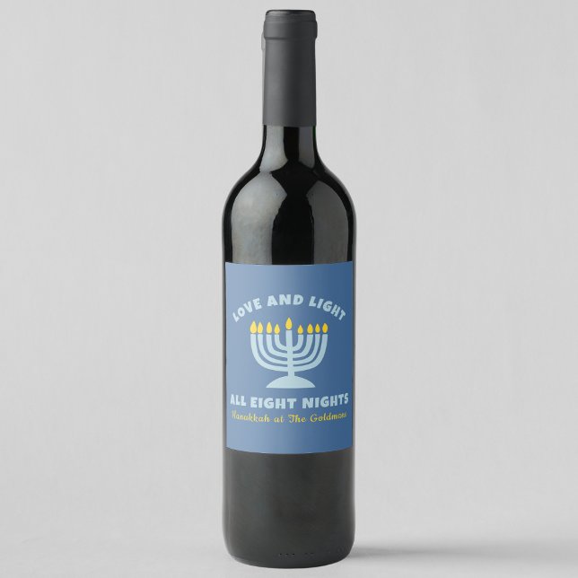 "Love and Light" Jewish Eight Nights of Hanukkah Wine Label (Creator Uploaded)