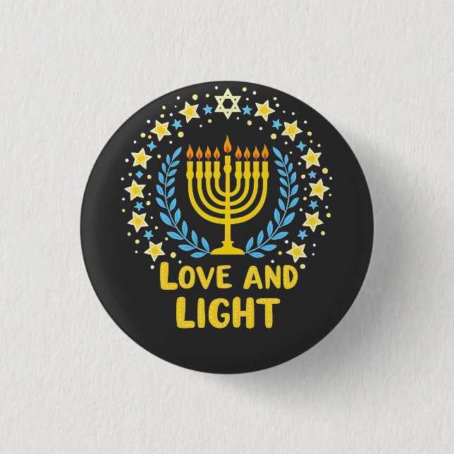 Love and Light Menorah Jewish Hanukkah Holiday  3 Cm Round Badge (Front)