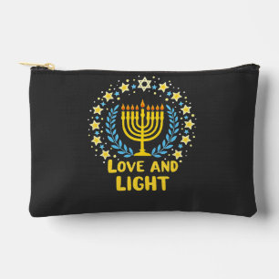 Love and Light Menorah Jewish Hanukkah Holiday Accessory Pouch
