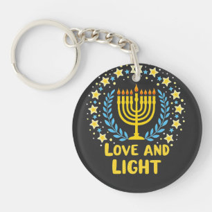 Love and Light Menorah Jewish Hanukkah Holiday Key Ring