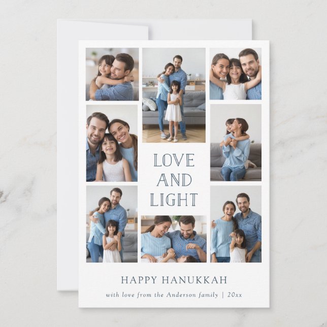Love and Light | Multi Photo Family Hanukkah Holiday Card (Front)