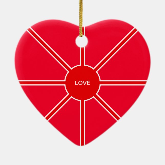 Love and Light Red Sun Ceramic Tree Decoration (Back)