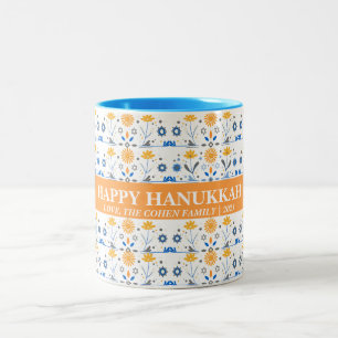 Love and Light Simple Elegant Hanukkah family Two-Tone Coffee Mug