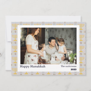 Love and Light Simple Hanukkah family photo Holiday Card