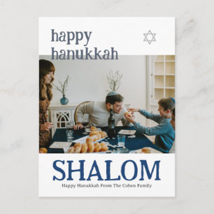 Love and Light Simple Hanukkah family photo Holiday Postcard