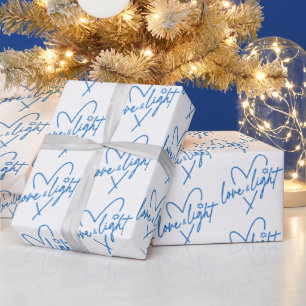 Love and Light Typography Happy Hanukkah Wrapping Paper