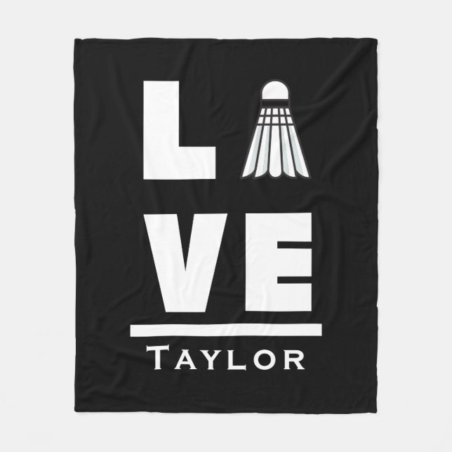 Love And Live Badminton Sports Fan Custom Name Fleece Blanket (Front)