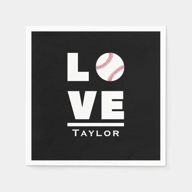 Love And Live Baseball Sports Fan Custom Name Napkin (Front)