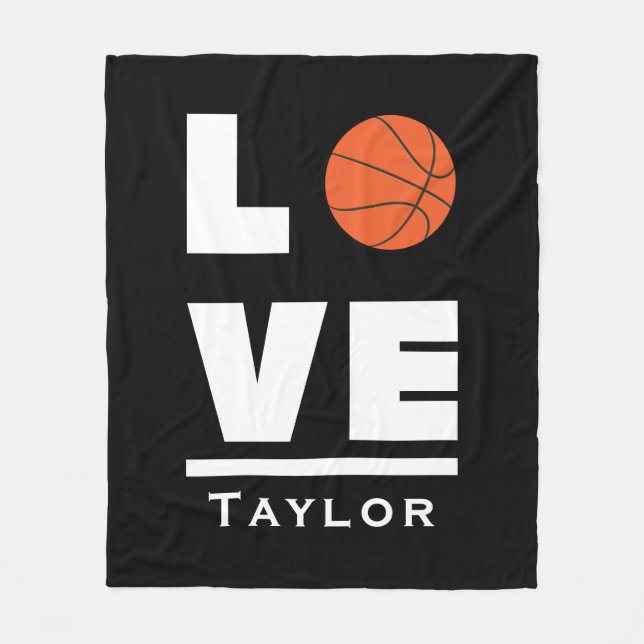 Love And Live Basketball Sports Fan Custom Name Fleece Blanket (Front)