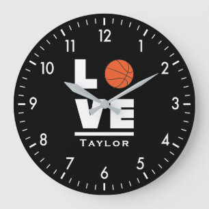 Love And Live Basketball Sports Fan Large Clock