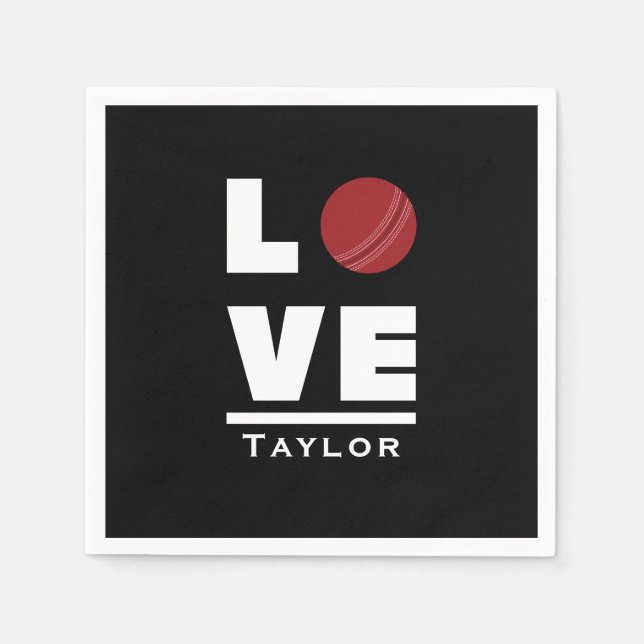 Love And Live Cricket Sports Fan Custom Name Napkin (Front)