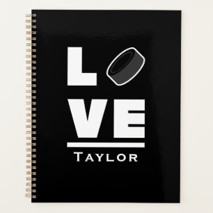 Love And Live Ice Hockey Sports Fan Custom Name Planner