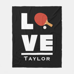 Love And Live Table Tennis Sports Fan Custom Name Fleece Blanket
