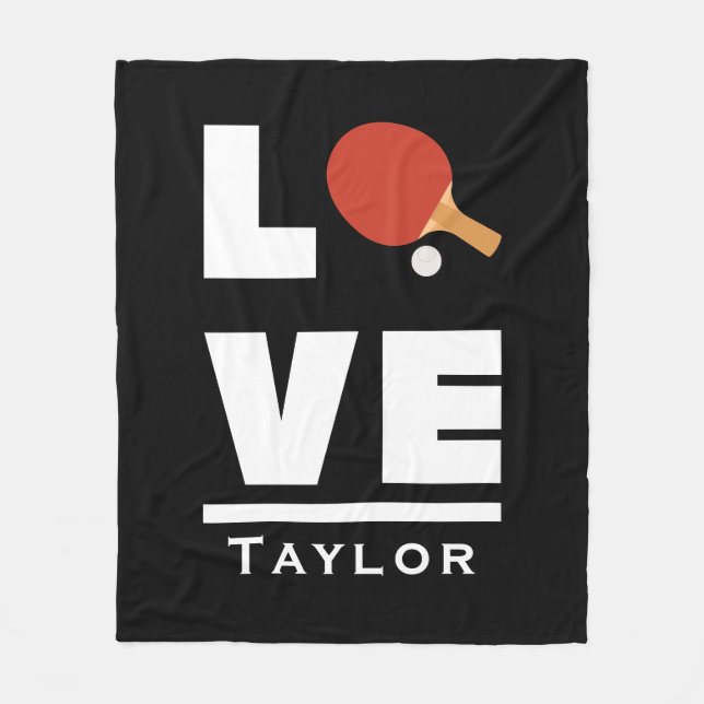 Love And Live Table Tennis Sports Fan Custom Name Fleece Blanket (Front)