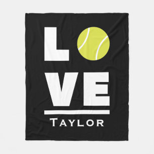 Love And Live Tennis Sports Fan Custom Name Fleece Blanket