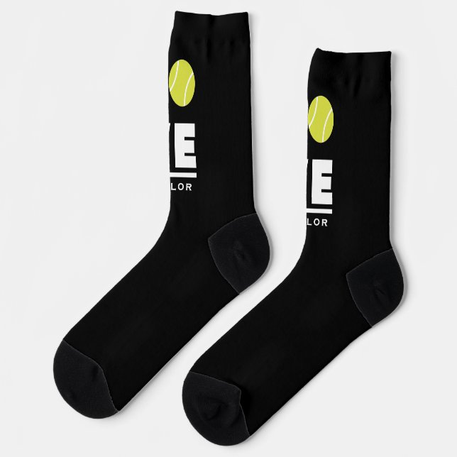 Love And Live Tennis Sports Fan Custom Name Socks (Left)