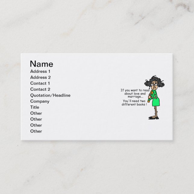 Love and Marriage Humour Business Card (Front)