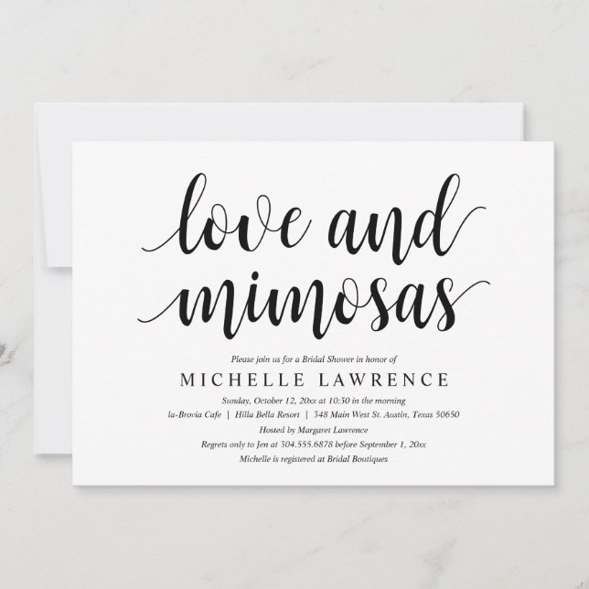 Love and mimosas, Modern Bridal Shower Celebration Invitation (Front)