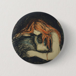 Love and Pain (The Vampire) (by Edvard Munch) 6 Cm Round Badge