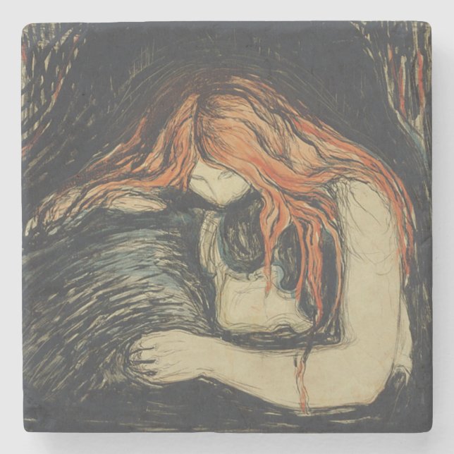 Love and Pain (The Vampire) (by Edvard Munch) Stone Coaster (Front)