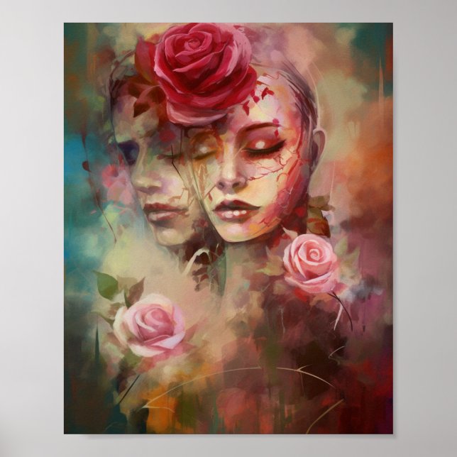 Love and Peace, A Modern Abstract Rose Art Print (Front)