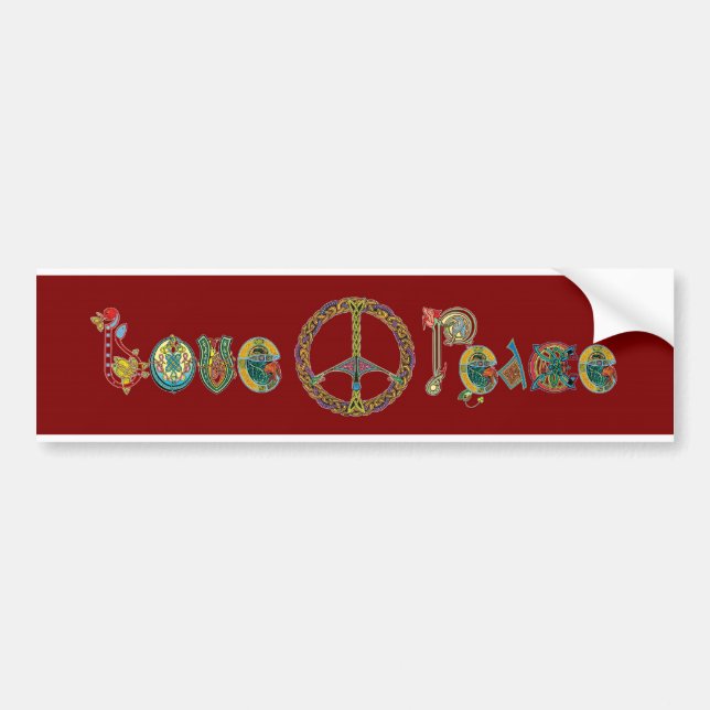 Love and Peace Bumper Sticker (Front)