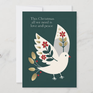 Love and Peace Elegant and stylish Christmas Holiday Card