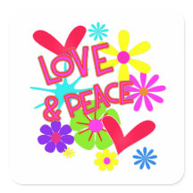 Love And Peace Flower Power Retro Hippie Graphic