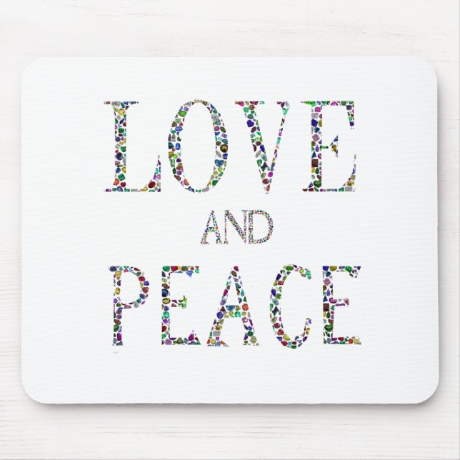 Love and Peace – Gemstone Lettering Design Mouse Pad (Front)