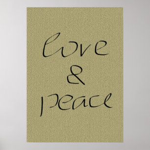 Love and Peace Handwriting on Canvas Poster