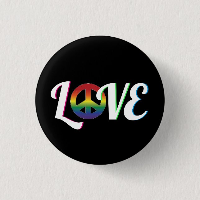 Love and Peace Hippy Retro 3 Cm Round Badge (Front)