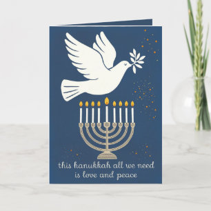 Love and Peace Simple classic and Elegant Hanukkah Holiday Card