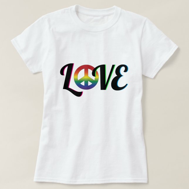 Love and Peace Symbol Hippy Retro T-Shirt (Design Front)