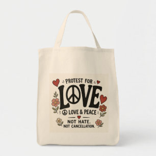 Love and peace tote bag