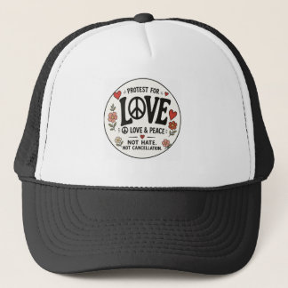 Love and peace trucker hat