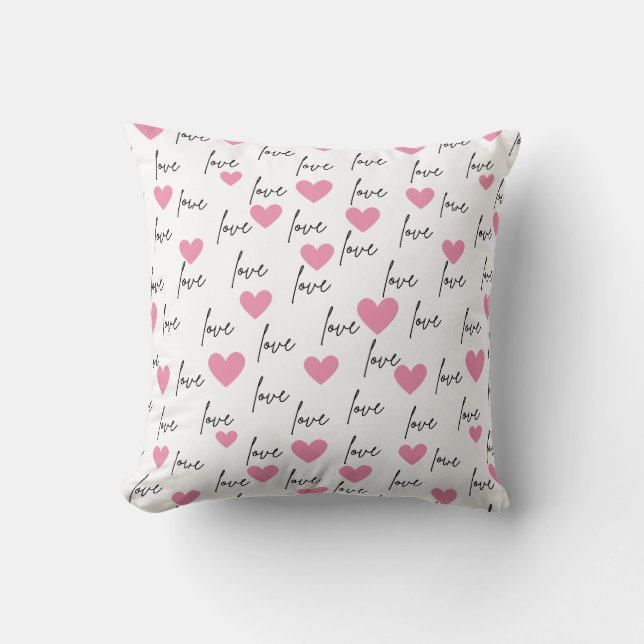 Love and Pink Hearts Cushion (Front)